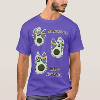Illustrationspaket för Avocado Surfing Sommar-tid T Shirt