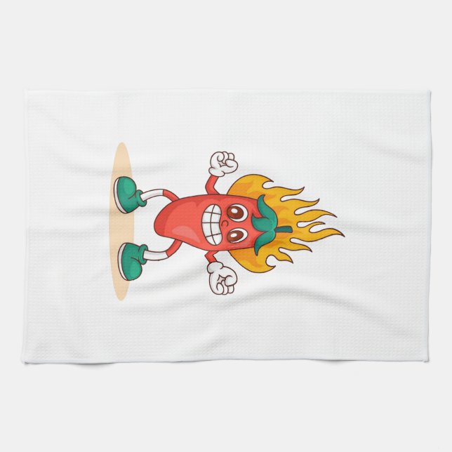 Illustrationstecken för Jalapeño-Tecknad Kökshandduk (Horisontell)