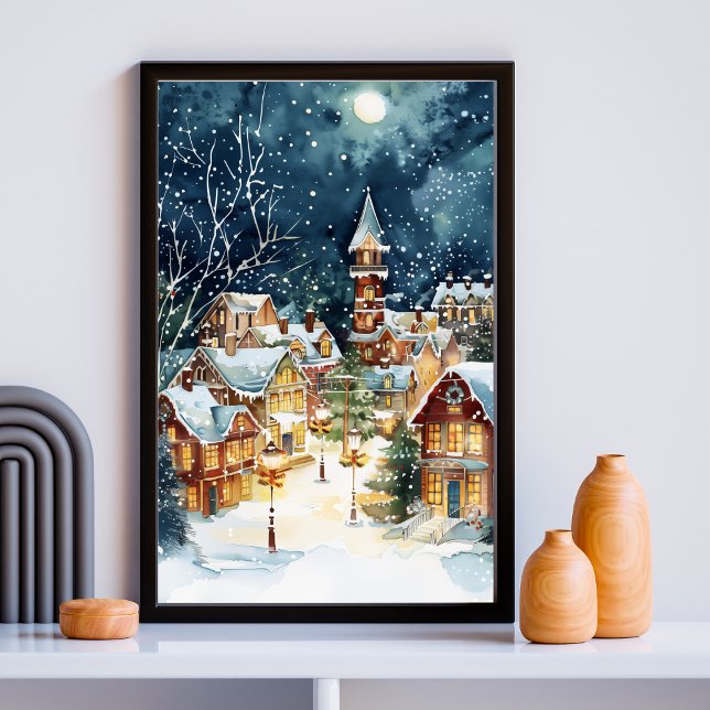 Illustrativ julstad i snö poster (Skapare uppladdad)