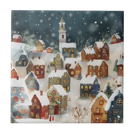 Illustrativ julstad kakelplatta