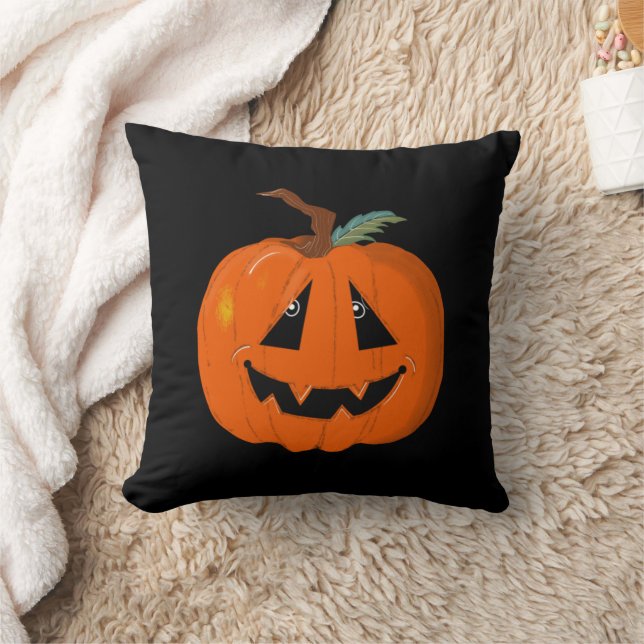 Illustrativ konst happy halloween Jack o lantern Kudde (Filt)