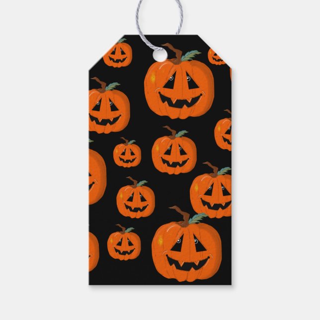 Illustrativ konst happy halloween Jack o lantern Presentetikett (Framsidan)