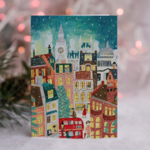 Illustrativ London stad i snö jul Hol