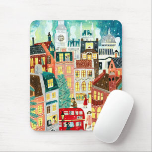 Illustrativ London stad i snö jul Musmatta