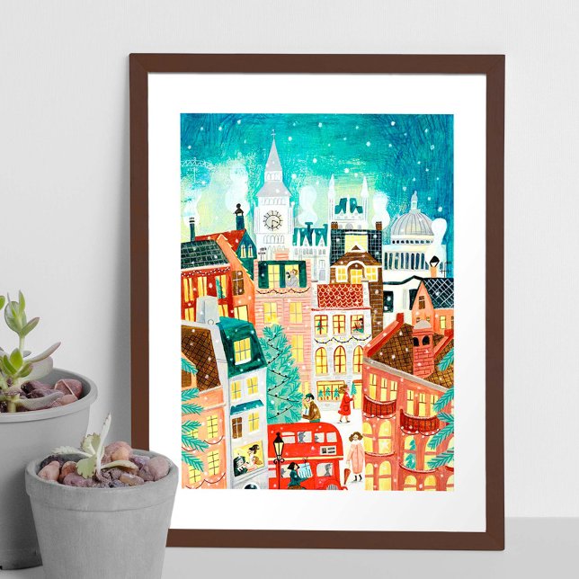 Illustrativ Londonstad i jul snö Poster (Skapare uppladdad)
