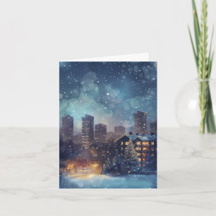 Illustrativ New York-stad på julnatten Kort