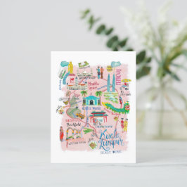 Illustrativ rese karta över Kuala Lumpur Vykort