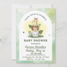 Illustrativ söta djur baby shower inbjudan