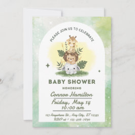 Illustrativ söta djur baby shower inbjudan