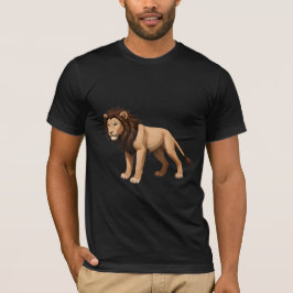 Illustrative Lion with Full Brown Mane T Shirt