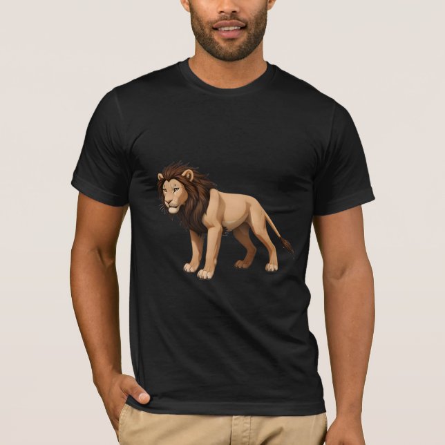Illustrative Lion with Full Brown Mane T Shirt (Framsida)