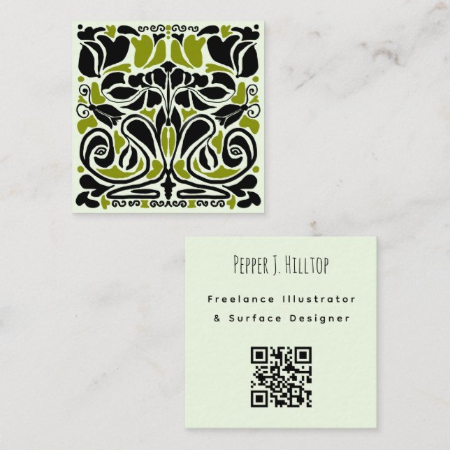 Illustratör Yt Designer QR-kod Fyrkantigt Visitkort (Fram/baksida)