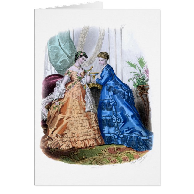 Illustree Peach och Blue GOwes Hälsningskort (Framsidan)