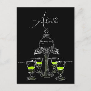 Illustrerad Absinthe Set Vykort
