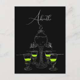 Illustrerad Absinthe Set Vykort