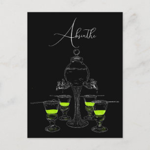 Illustrerad Absinthe Set Vykort