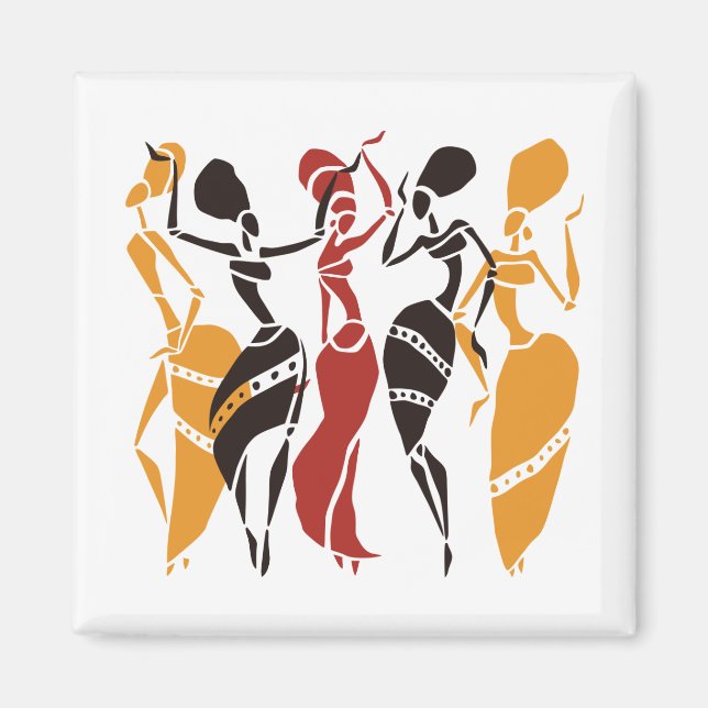 Illustrerad afrikansk dansarbakgrund magnet (Framsidan)
