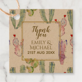 Illustrerad akvarell KAKTUS Fiesta Tack Namn Gåvor Etiketter