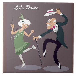 Illustrerad äldre par Dancing Kakelplatta