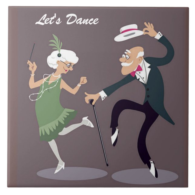 Illustrerad äldre par Dancing Kakelplatta (Framsidan)