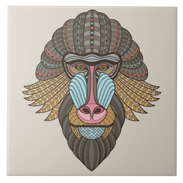 illustrerad Baboon Kakelplatta (Framsidan)