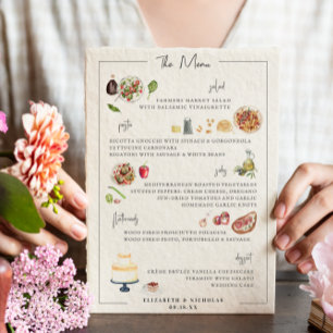 Illustrerad Bespoke   Bröllop Menu Meny