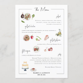 Illustrerad Bespoke | Bröllop Menu Meny