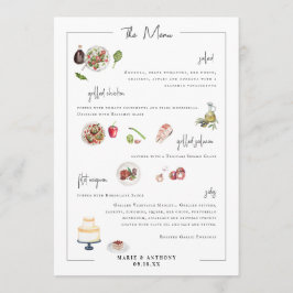 Illustrerad Bespoke | Bröllop Menu Meny