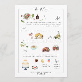 Illustrerad Bespoke | Bröllop Menu Meny