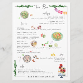 Illustrerad Bespoke | Taco Pub Bröllop Menu Meny