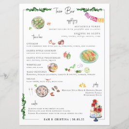 Illustrerad Bespoke | Taco Pub Bröllop Menu Meny