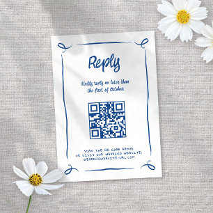 Illustrerad blå handdragen Roligt Bröllop OSA Kort