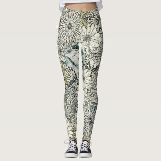 Illustrerad blom- damasker leggings