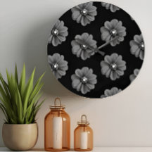 "Illustrerad blomma i Black Grått Mönster"