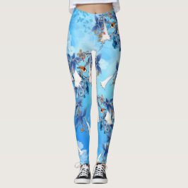 Illustrerad blomma med vattenfärg Måne Leggings