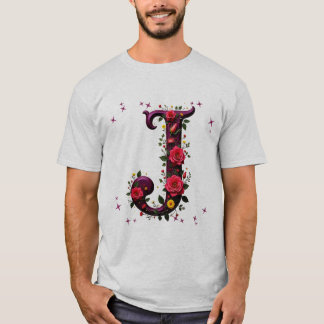 Illustrerad Blommigt Brev ’J’ T Shirt