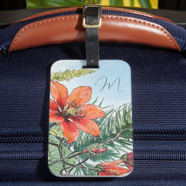 Illustrerad Blommigt för vattenfärg i botanisk Ora Bagagebricka (Framsida Insitu 2)