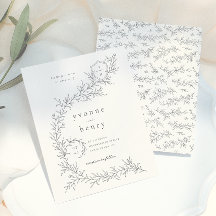 Illustrerad Botanisk Budget Svart & Kräm Bröllop