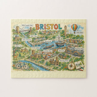 Illustrerad Bristol Landmärken Äventyrs karta Pussel