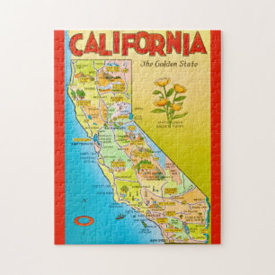 Illustrerad California State 11x14 Pussel
