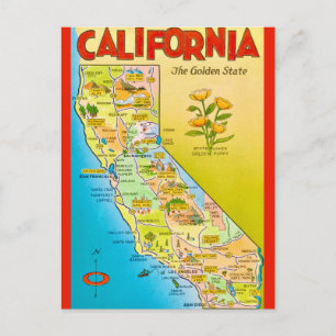Illustrerad California State Vykort