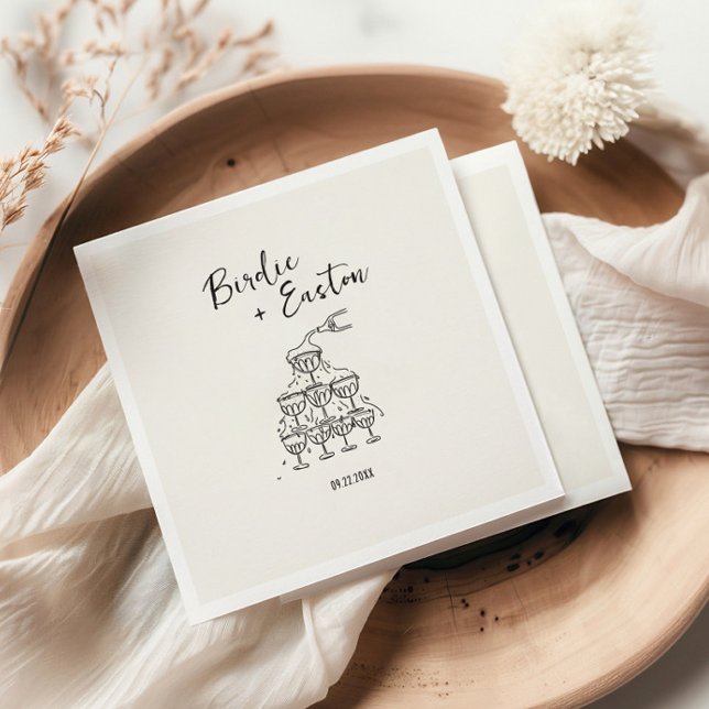 Illustrerad champagne Torn Bröllop Pappersservett (Skapare uppladdad)