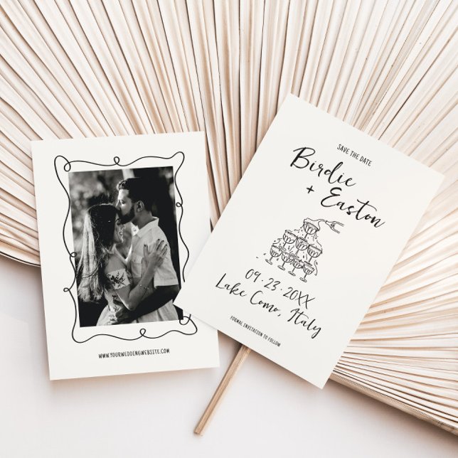 Illustrerad champagne Torn Bröllop Spara Datumet (Skapare uppladdad)