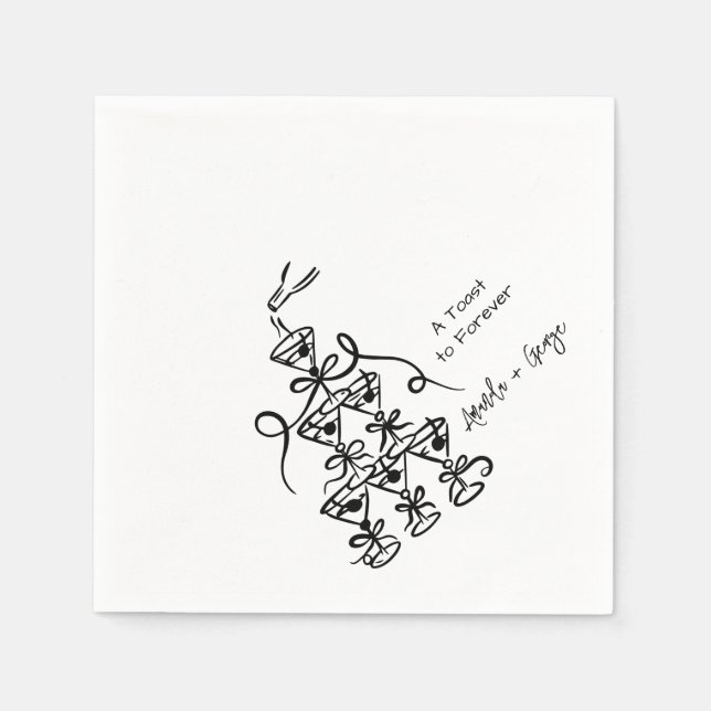 Illustrerad champagne Torn Pappersservett (Framsidan)