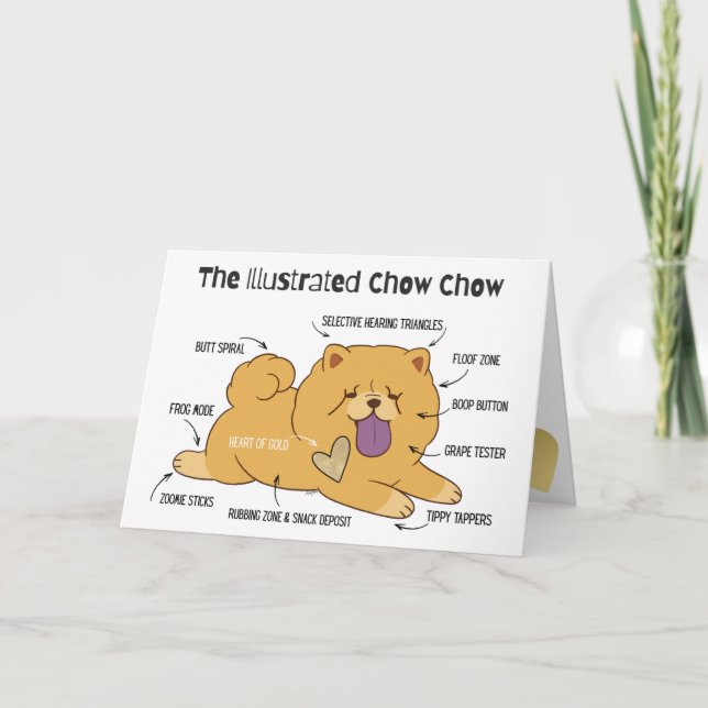 ILLUSTRERAD CHOW  Konstkort Tack Kort (Framsida)