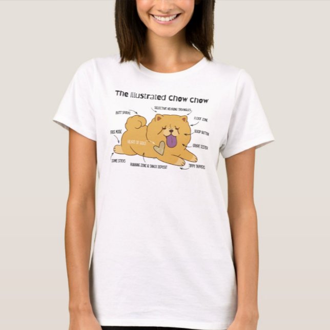 ILLUSTRERAD CHOW Vit  T-Shirt (Skapare uppladdad)