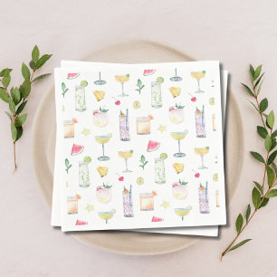 Illustrerad Cocktail Hour Sommar Bröllop Napkins Pappersservett