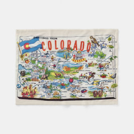 Illustrerad Colorado Karta Liten Fleecefilt