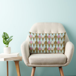 Illustrerad Cone Pastel för iskräm Lumbarkudde