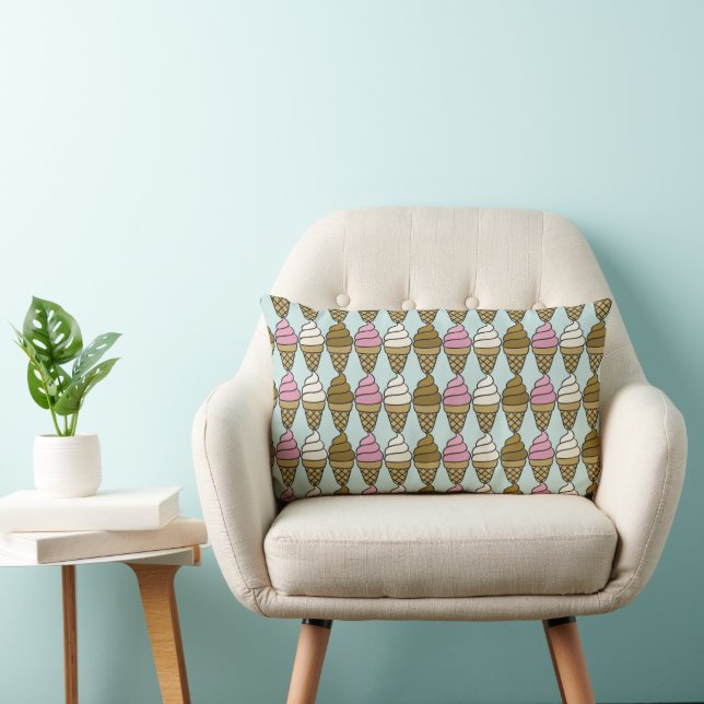 Illustrerad Cone Pastel för iskräm Lumbarkudde (Stol)